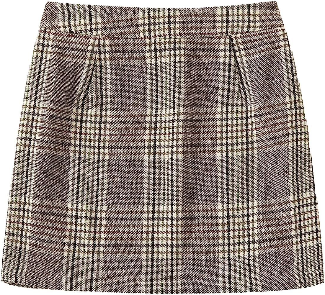 Floerns Women's Plaid High Waist Bodycon Mini Skirt | Amazon (US)