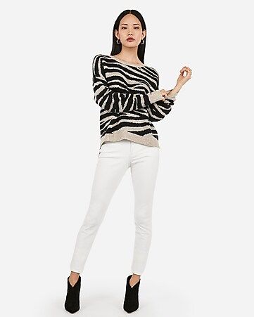 zebra print step hem tunic sweater | Express