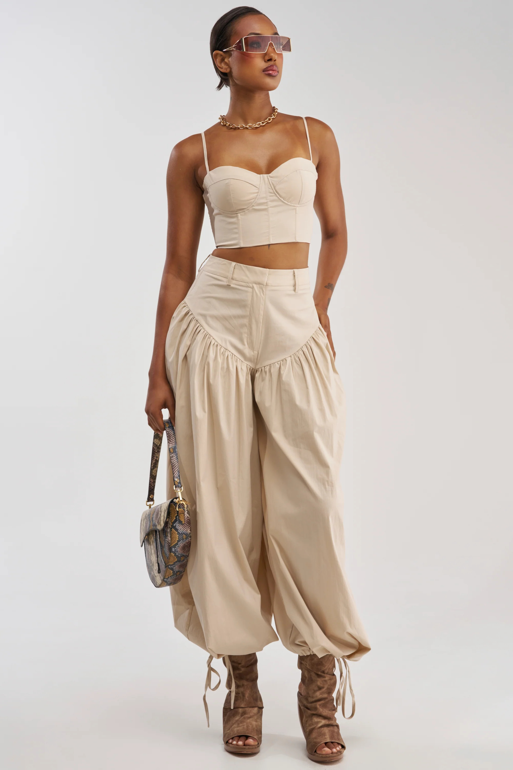 LUCKY FOR YOU BALLOON PANT IN BEIGE | AKIRA