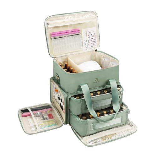 Relavel Nail Polish Organizer, Double Layer Nail Bag Holds 80-100 Bottles (15ml/0.5fl.oz) & Nail ... | Amazon (US)