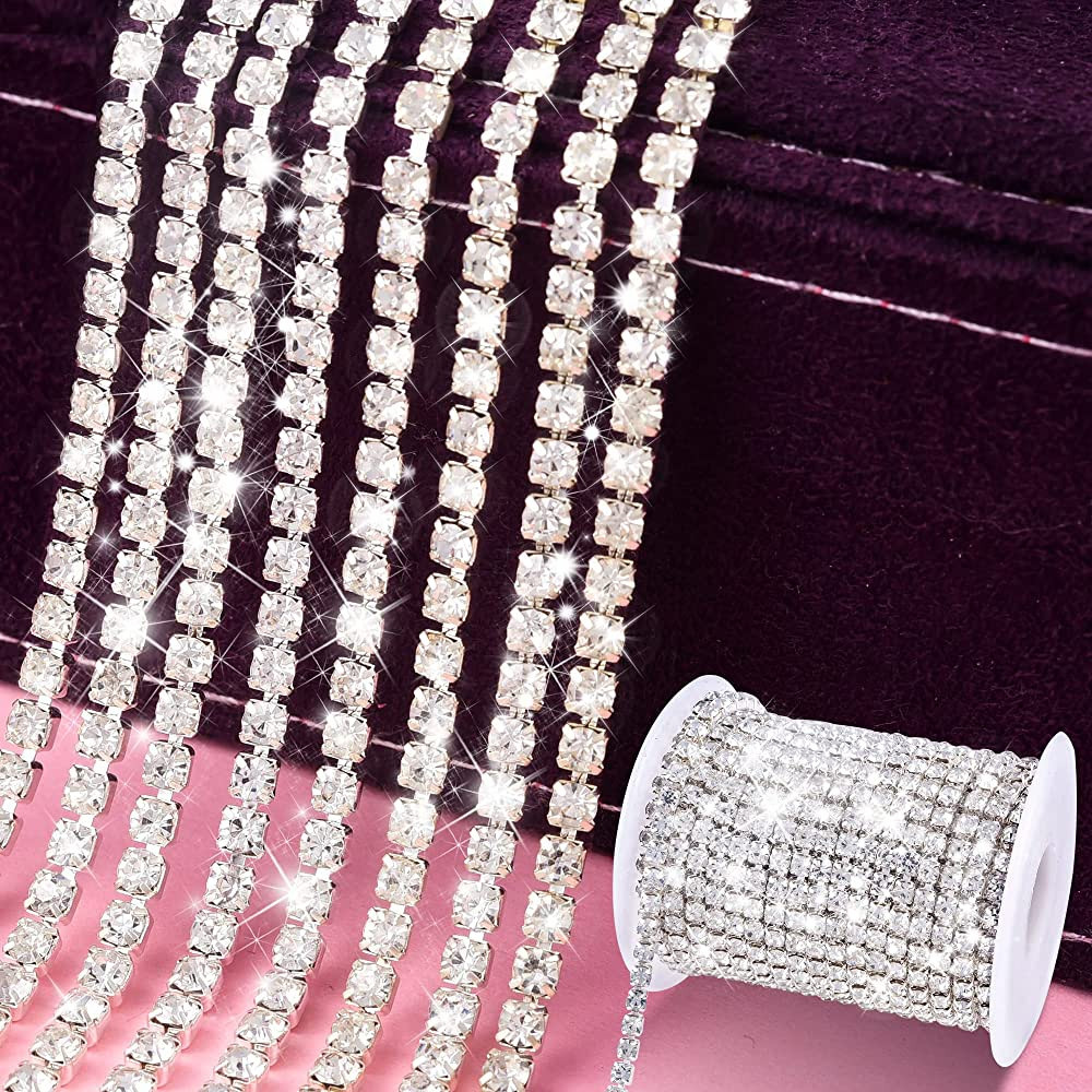 BLINGINBOX Rhinestones Chain 10 Yards SS16/4mm Crystal Glass Sew On Rhinestones Cup Chain with Si... | Amazon (US)