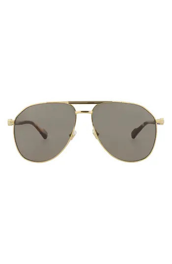 Gucci 59mm Aviator Sunglasses in Gold Gold Brown at Nordstrom Rack | Nordstrom Rack
