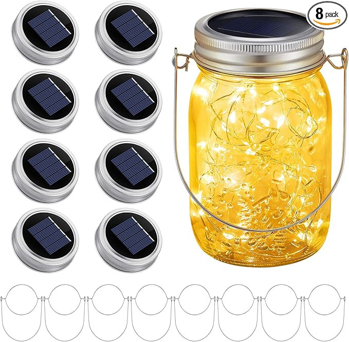 Solar Mason Jar Lights Lids, 30 LED Solar Fairy Lights for Mason Jars, Outdoor Hanging Mason Jar ... | Amazon (US)
