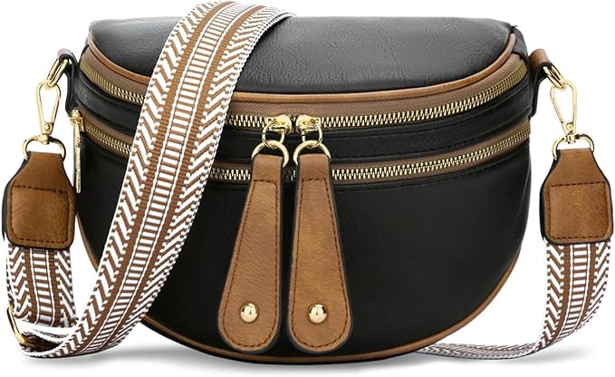 KKXIU Crossbody Sling Bag for Women Trendy Fanny Pack Vegan Leather Chest Bag | Amazon (US)