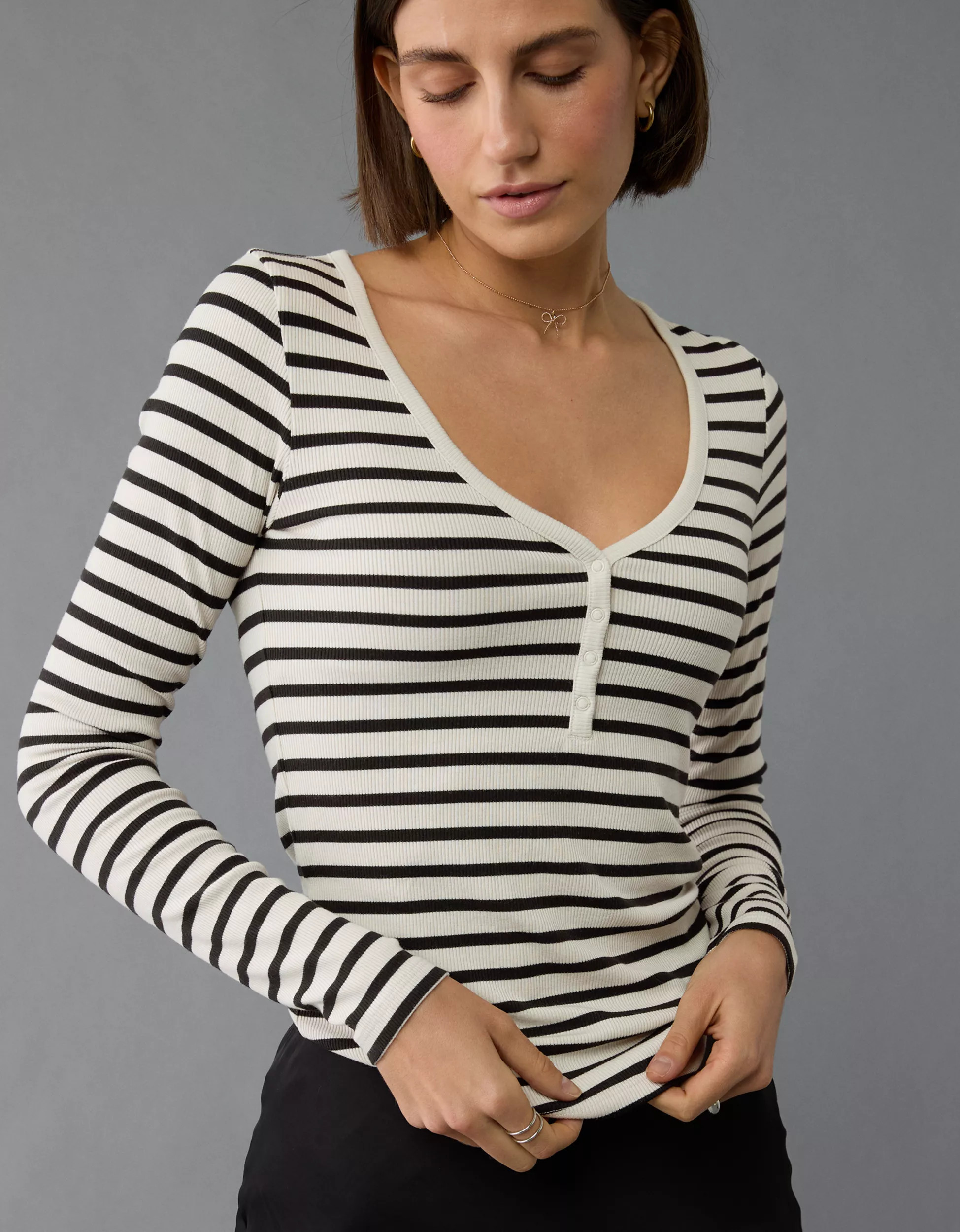 AE Long-Sleeve Henley T-Shirt | American Eagle Outfitters (US & CA)