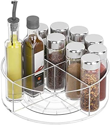 HIIMIEI Clear Lazy Susan Organizer with 2 Removable Dividers, Acrylic kitchen Divided Turntable R... | Amazon (US)