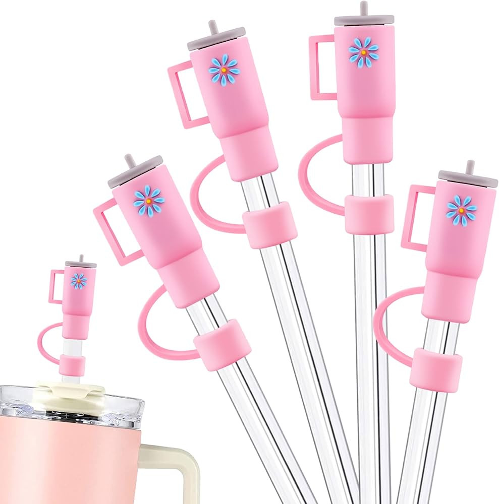 4Pcs Straw Topper for Stanley Cup, Silicone Straw Cover Cap for Stanley 30&40 Oz Tumbler with Han... | Amazon (US)