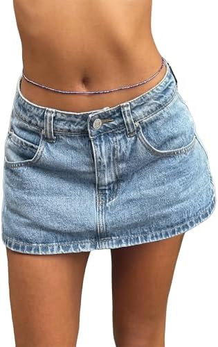 EMMIOL Jean Skirts for Women Mid Rise Summer Denim Skirt with Undershorts | Trendy Y2k Clothes Co... | Amazon (US)