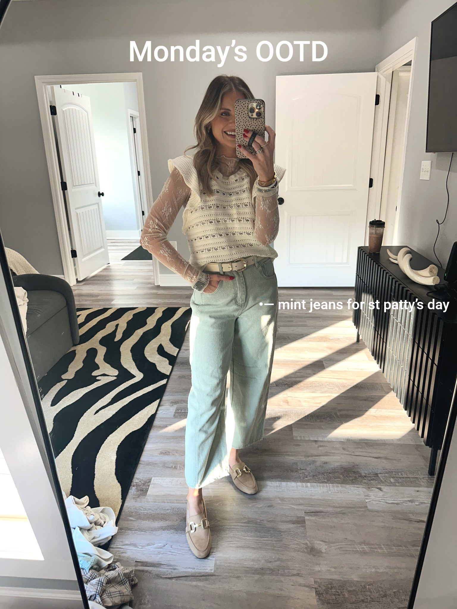 Monday’s st Patrick’s day ootd 
25 jeans, small tops, shoes are tts

Spring fashion, spring outfits, barrel jeans, mom outfit, spring trends, 

#LTKShoeCrush #LTKStyleTip #LTKFindsUnder100