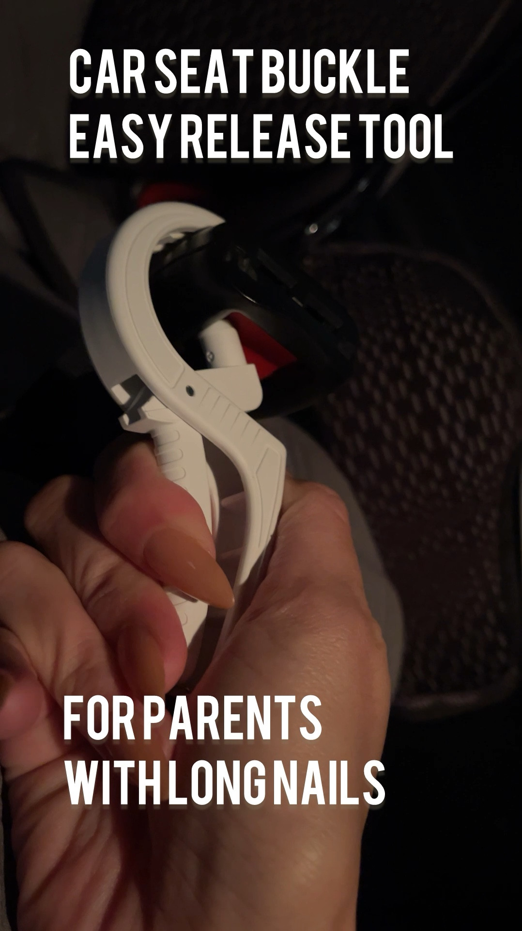 Hey mama! The baby registry item you didn’t know you needed! Protect your long nails from breakage by utilizing this easy-release car seat buckle helper tool! 💅🏼 

This is great for grandparents and caregivers too- the tool makes it easy to press those stiff car seat buckle buttons. 

I recommend keeping this in your car and any vehicles your toddler or little one has a car seat in. It works for your babies in infant car seats all the way up to kids in 5-point harness boosters. 

🌟 the cool thing about this that I haven’t seen with other car seat belt helpers is that it has a little clip with a magnet 🧲 so that you can easily stick the tool to it and have it handy within reach! 

I’ve also linked the medium almond nude brown nails I’m wearing right now and what I used to apply them at home. 

Related: gel x nails, manicure, nail extensions, mom 

#LTKBeauty #LTKBaby #LTKFamily