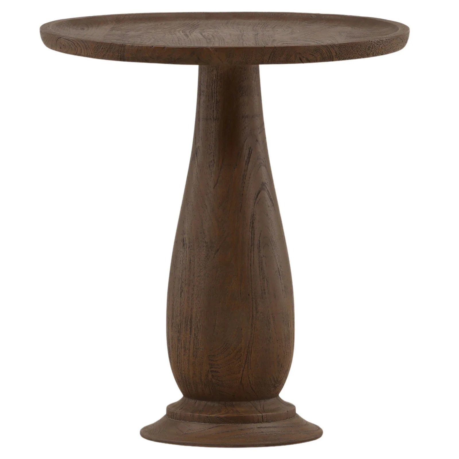Arelion Updated Traditional Brown Mango Wood Round Side Table | Kathy Kuo Home