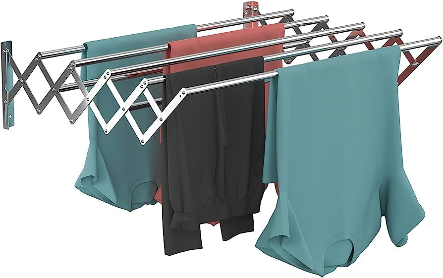 Wall Mounted Clothes Drying Rack,Stainless Steel Accordion Retractable Drying Rack for Laundry Ro... | Amazon (US)