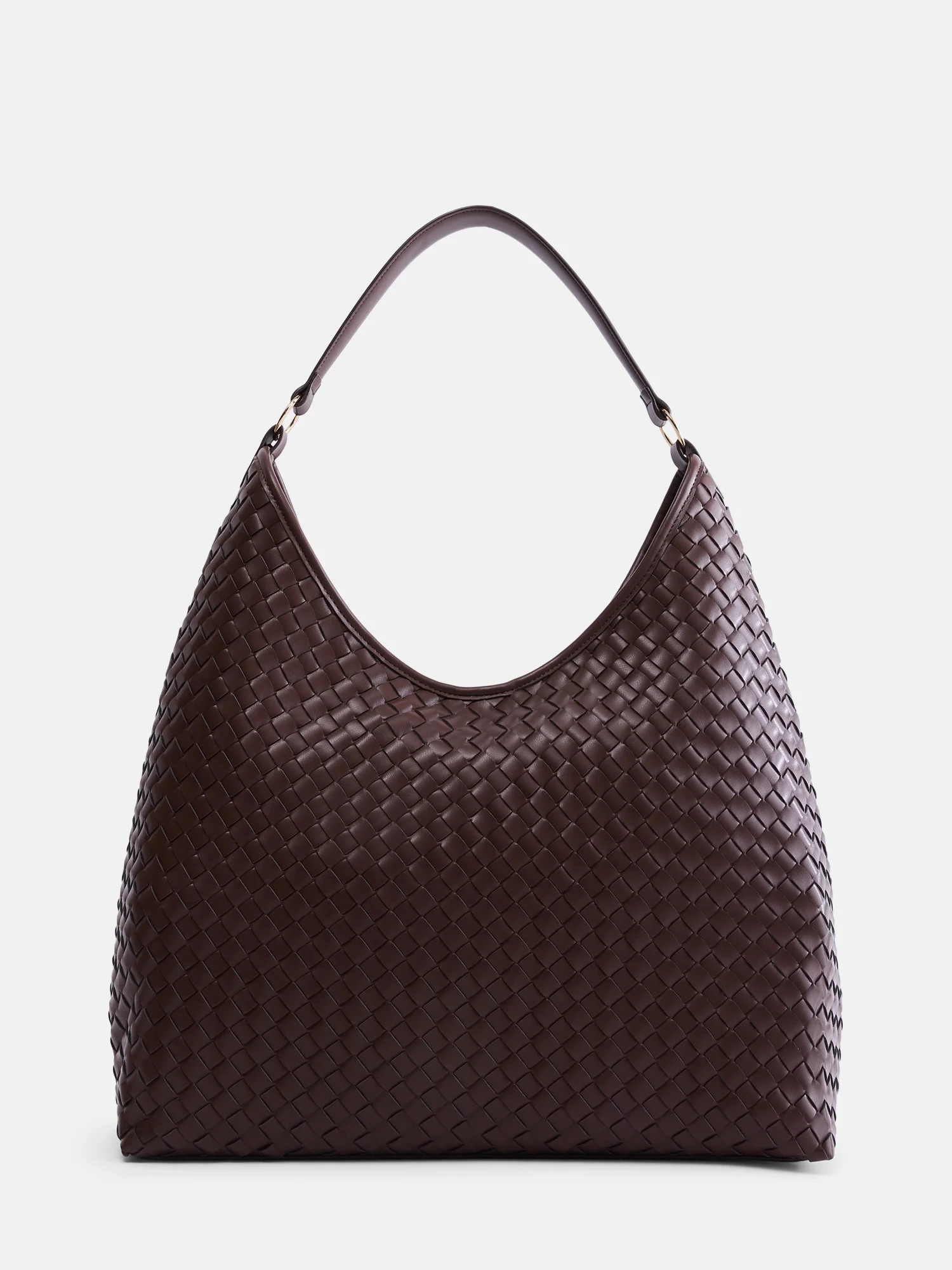 Scenario Women's Faux Leather Woven Hobo Shoulder Bag, Warm Chocolate | Walmart (US)