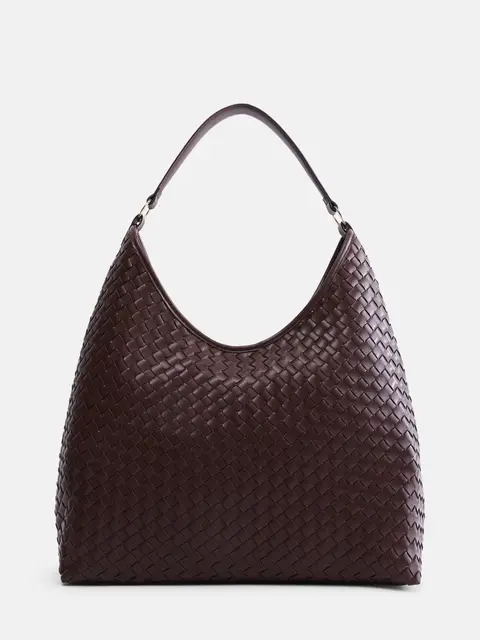 Scenario Women's Faux Leather Woven Hobo Shoulder Bag, Warm Chocolate