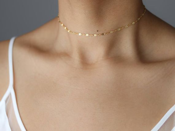 Dainty Gold Choker Necklace  Gold Chain Choker  Delicate | Etsy | Etsy (CAD)