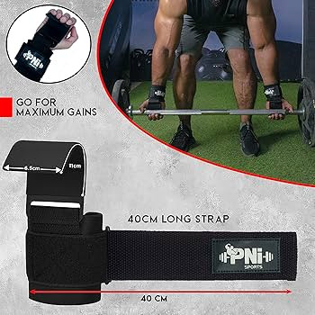 PNI Weight Lifting Wrist Straps with Heavy-Duty Steel Hooks [1 pair] -Wrist Support Power- Heavy ... | Amazon (US)