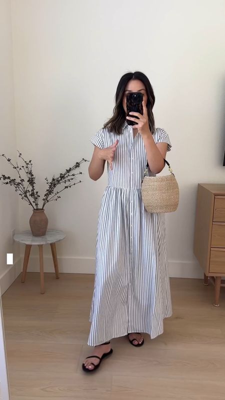 This Nordstrom striped dress is everything!!! Such a great shape. Looks so much better in-person. I’m in the xxs and it fits like a glove. Ended up getting the xs instead for slightly more room. In person the stripe looks more  black but website says it’s navy. 

Nordstrom dress xxs. Reordered the xs. 
Tkee sandals 5
Clare v bag
YSL sunglasses  

Dresses, summer dress, petite style, sandals 

#LTKSeasonal #LTKShoeCrush #LTKItBag