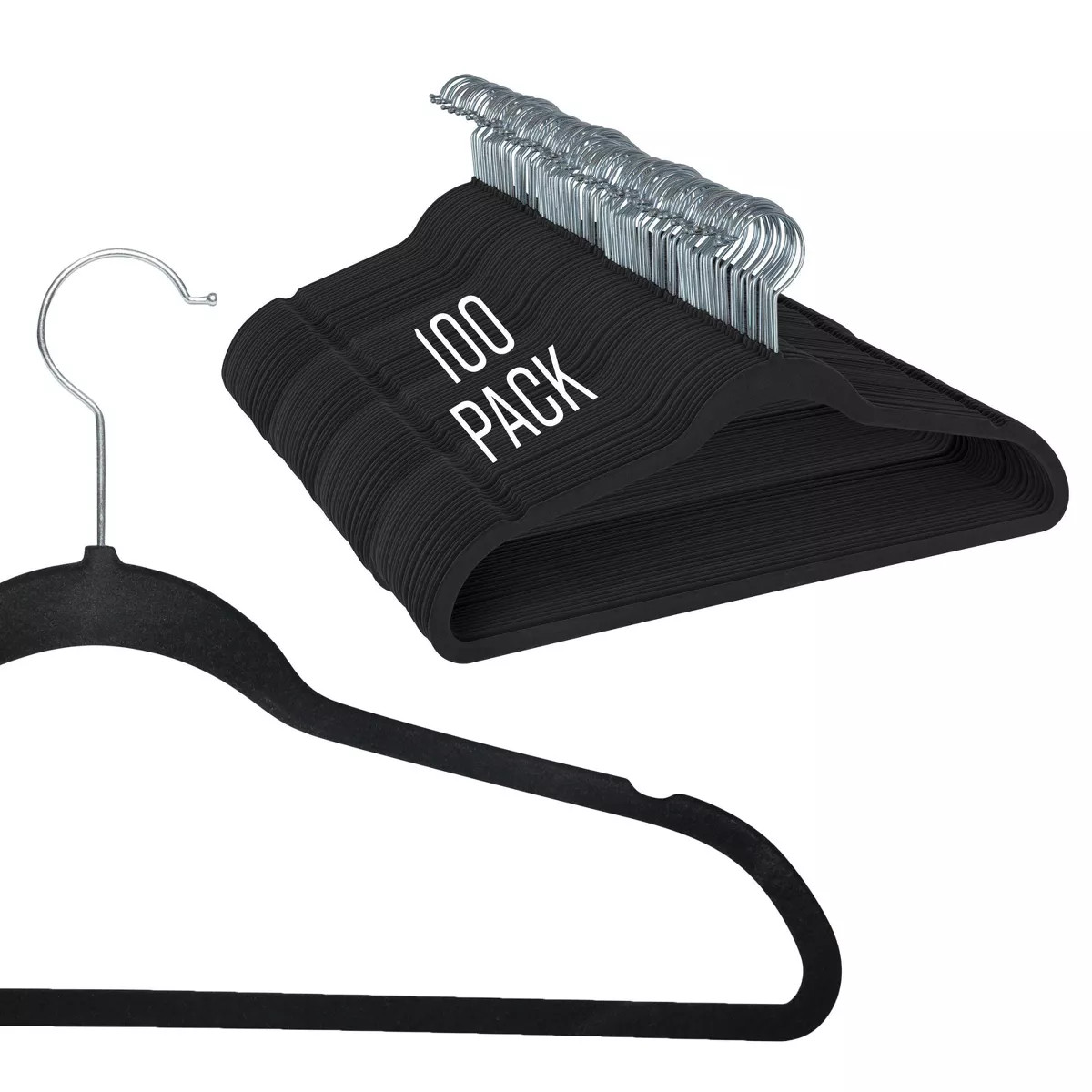 Simplify 100pk Velvet Suit Hangers Black: Flocked Clothes Hangers for Pants, Suits, Shirts, Dress... | Target