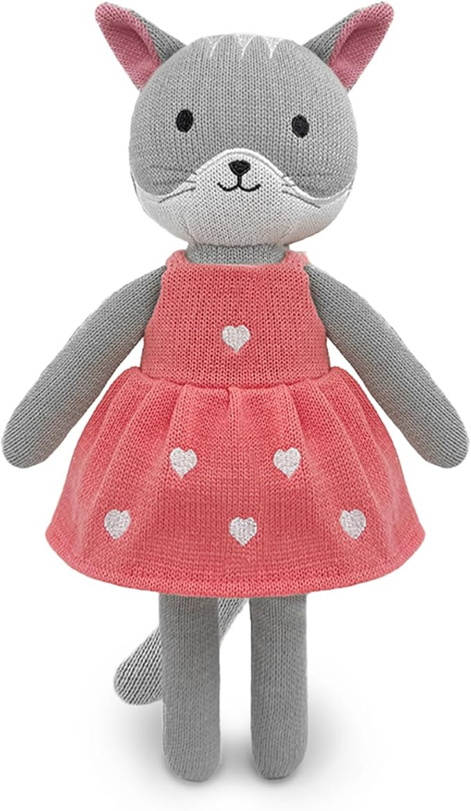 Knitted Cat Stuffed Animal,11 Inch Stuffed Animal Plush Cat Cute Animal Cat Toy for Kids,Soft Cat... | Amazon (US)