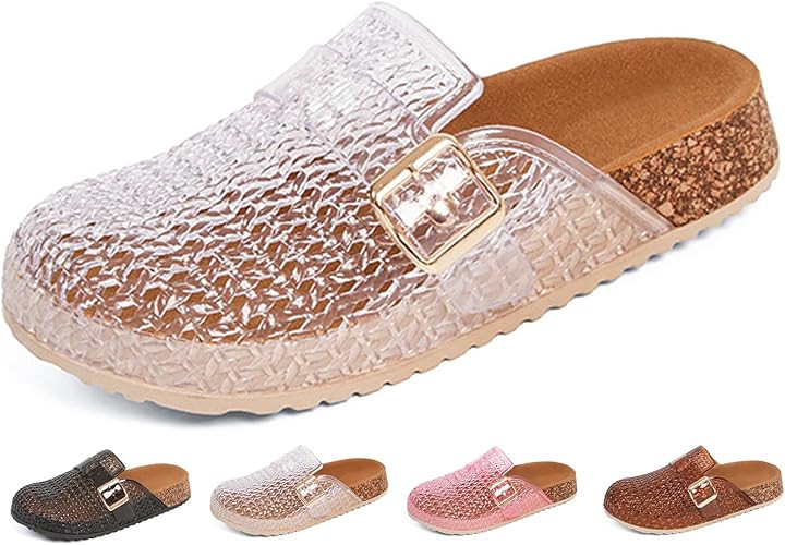 Jelly Clogs for Women, Clear Mesh Closed Toe Jelly Mule Sandals, Comfortable Wide Slip on Jellies... | Amazon (US)