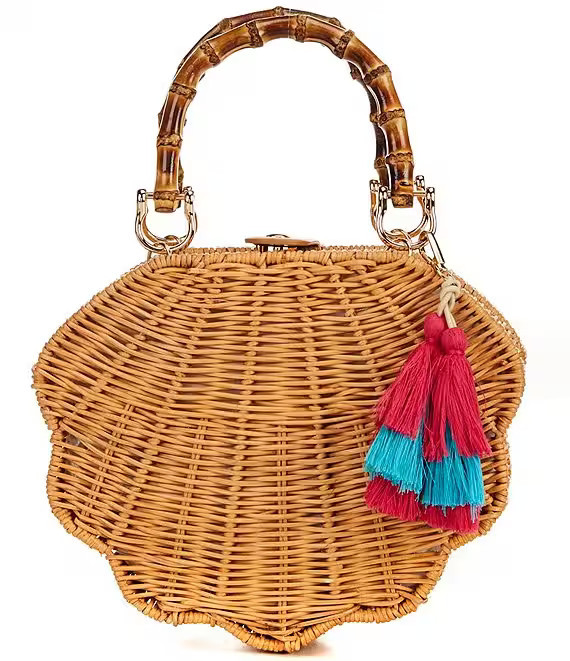 x Brooke Webb of KBStyled Ariel Wicker Shell Clutch | Dillard's