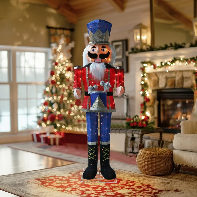 VEIKOUS 5ft Lighted Nutcracker Drumming Soldier Holiday Decor Outdoor & Indoor w/ Ground Stake | Walmart (US)