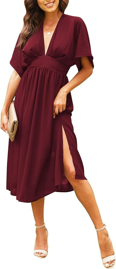 Shawhuwa Womens Formal Long Dresses for Wedding Guest Summer Midi Dresses Black XL at Amazon Wome... | Amazon (US)