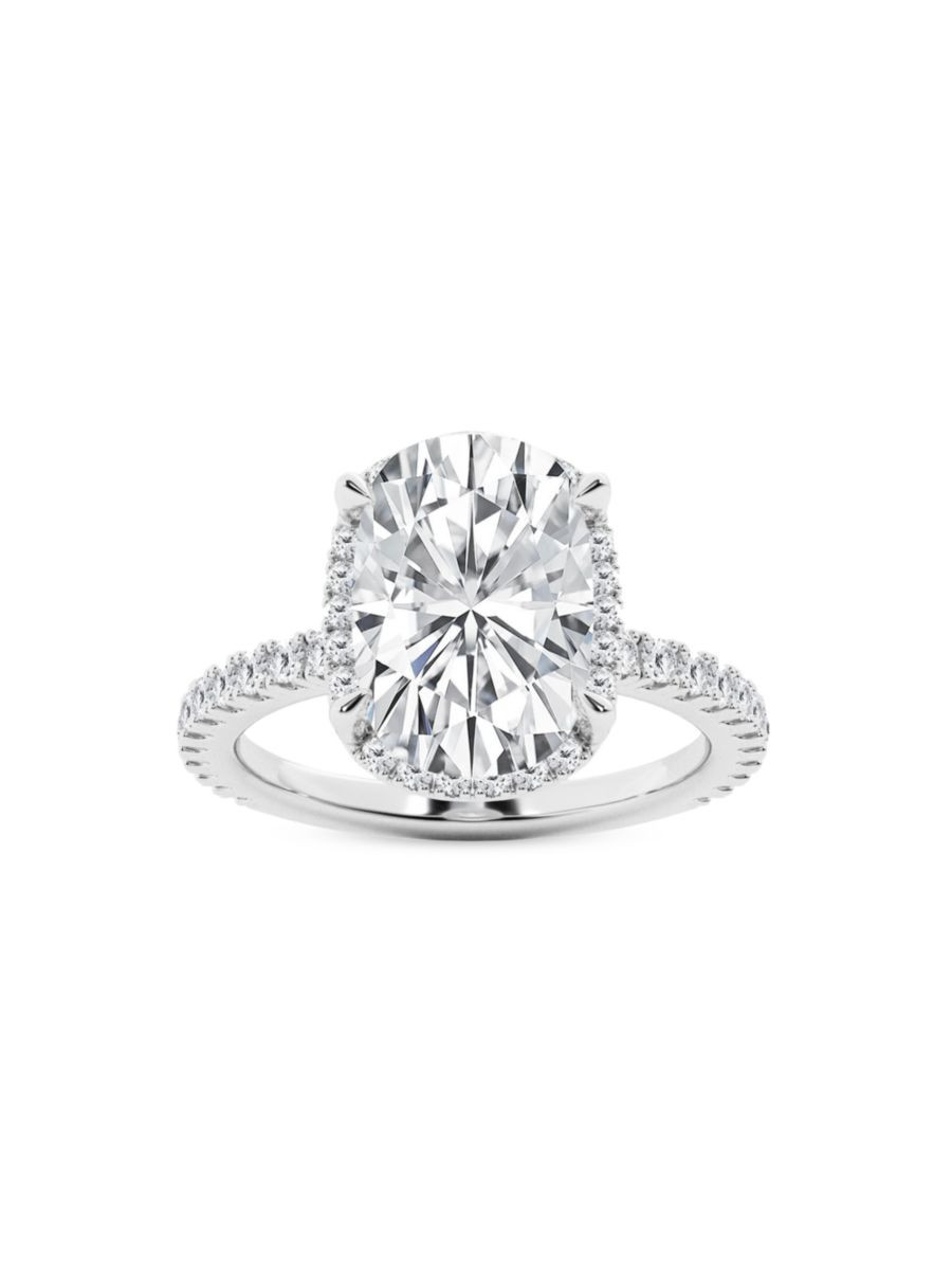 14K White Gold & 3.75 TCW Lab-Grown Diamond Halo Engagement Ring | Saks Fifth Avenue