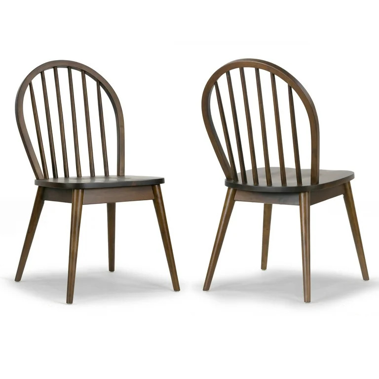 Set of 2 Astra Dark Brown Solid Wood Chair with Windsor Back | Walmart (US)