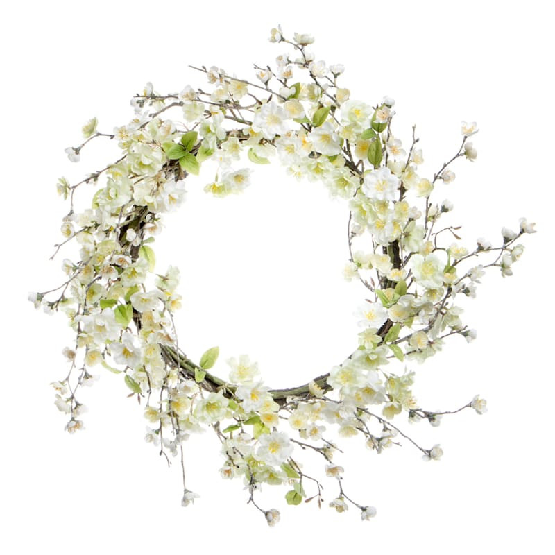 26In Cherry Blossom Wreath Wht | At Home