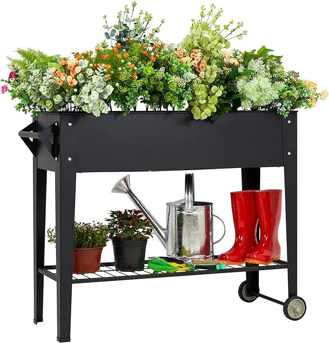 Elevate Herb Garden Planter Box Outdoor Raised Beds with Legs Wheels for Vegetables Flower Tomato... | Amazon (US)