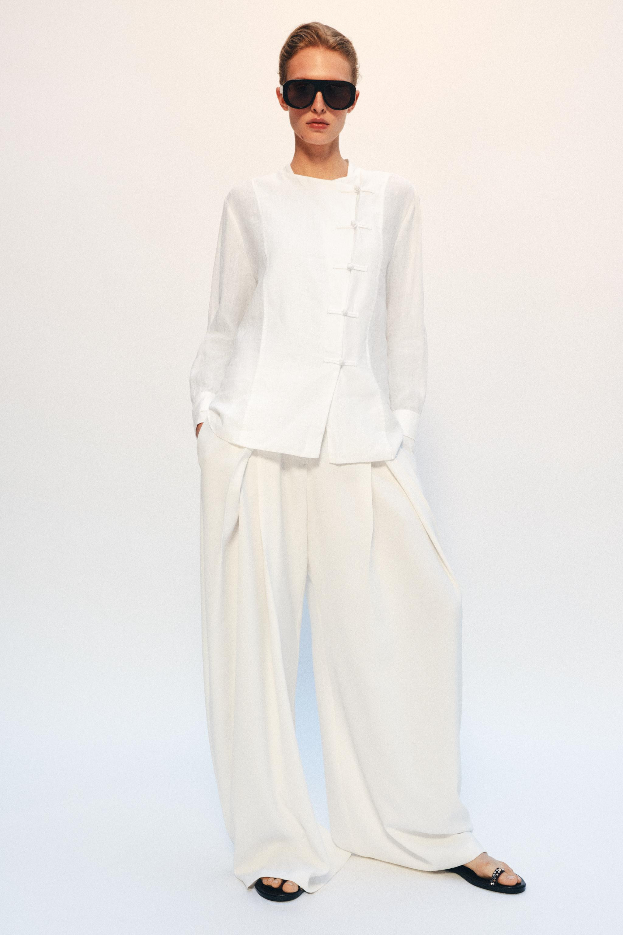100% LINEN FROG CLASP SHIRT ZW COLLECTION | Zara US