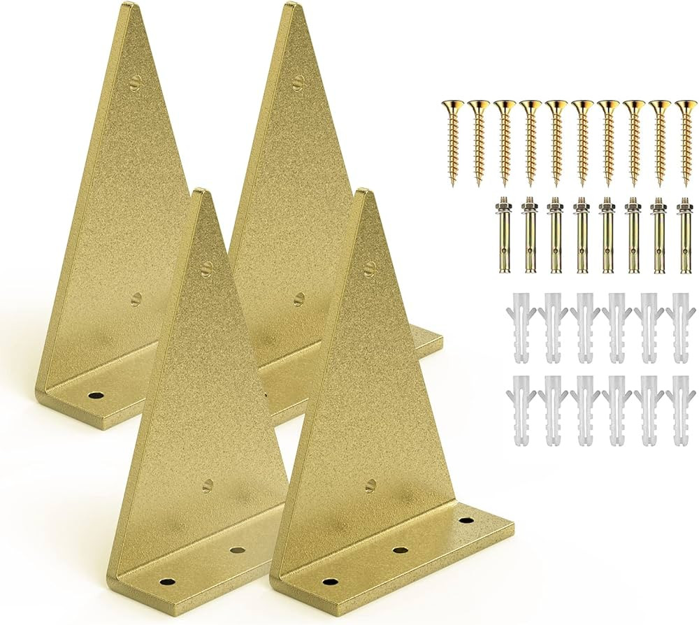 Gold Triangle Bracket 8 Inch, Wall Mounted Thickened Triangular Bracket, Easy to Install, DIY Flo... | Amazon (US)