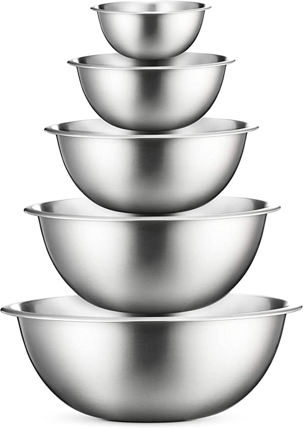 Stainless Steel Mixing Bowls (Set of 5) Stainless Steel Mixing Bowl Set - Easy To Clean, Nesting ... | Amazon (US)