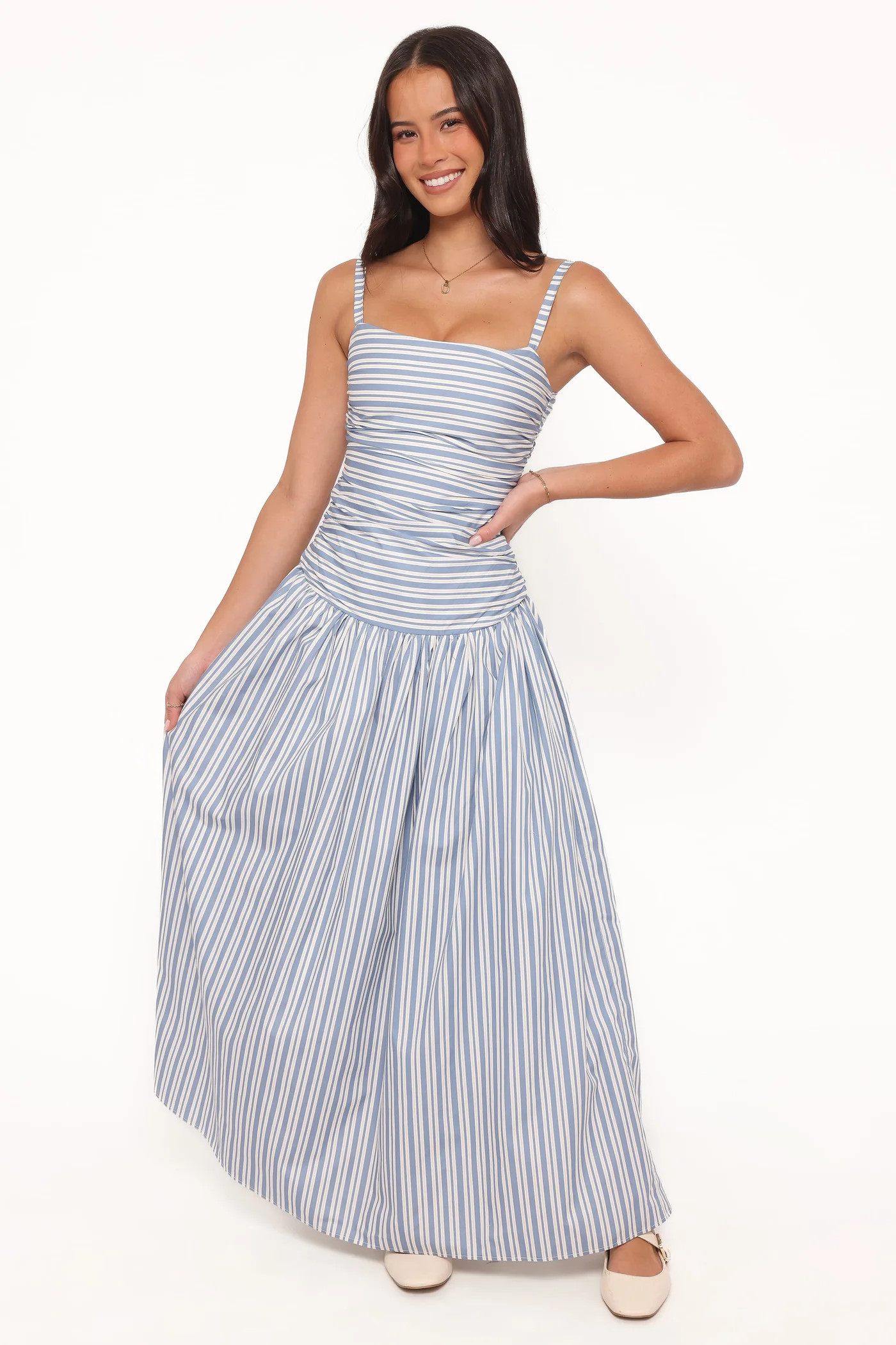 Carlisle Maxi Dress - Blue Stripe | Petal & Pup (US)