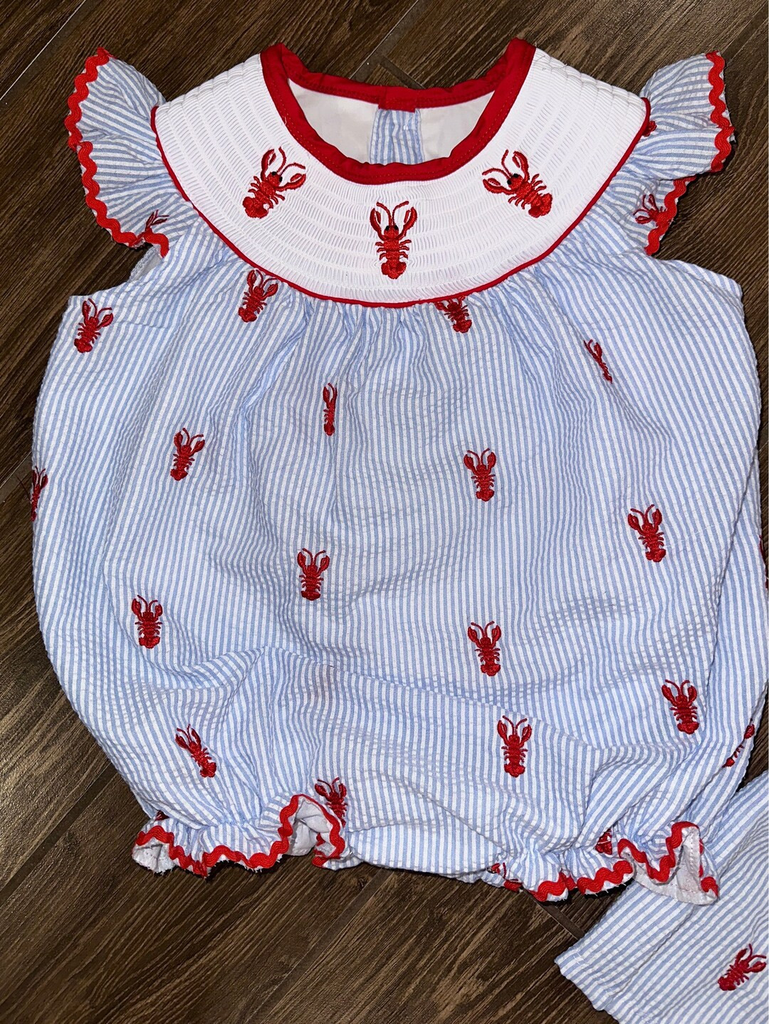Girls Seersucker Bubble Crawfish Smocked Outfit - Perfect for Spring & Summer! | Etsy (US)