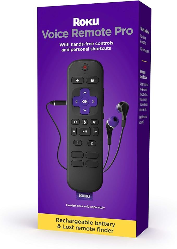 Roku Voice Remote Pro | Rechargeable voice remote with TV controls, lost remote finder, private l... | Amazon (US)