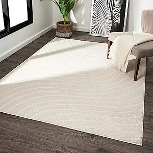 LUXE WEAVERS Modern Geometric Wave Cream 2x3 Area Rug, Contemporary Stain Resistant Carpet | Amazon (US)