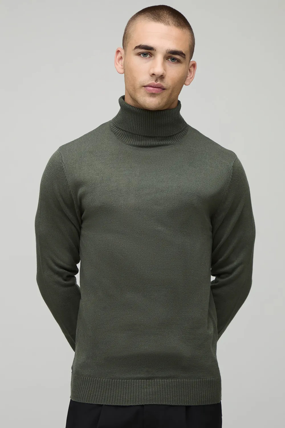 Muscle Fit Roll Neck Knitted Jumper | boohooMAN (US & Canada)