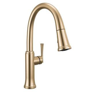 Eldridge Champagne Bronze Gold 16.81 in. H Pull Down Sprayer Kitchen Faucet with 360 Degree Spout... | The Home Depot