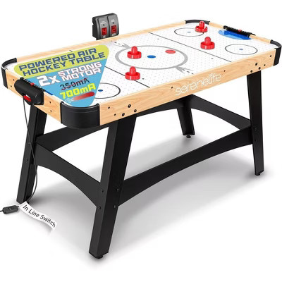 SereneLife 58" Air Hockey Game Table w/ Strong 12V Motor, LED Scoreboard - Natural | Target