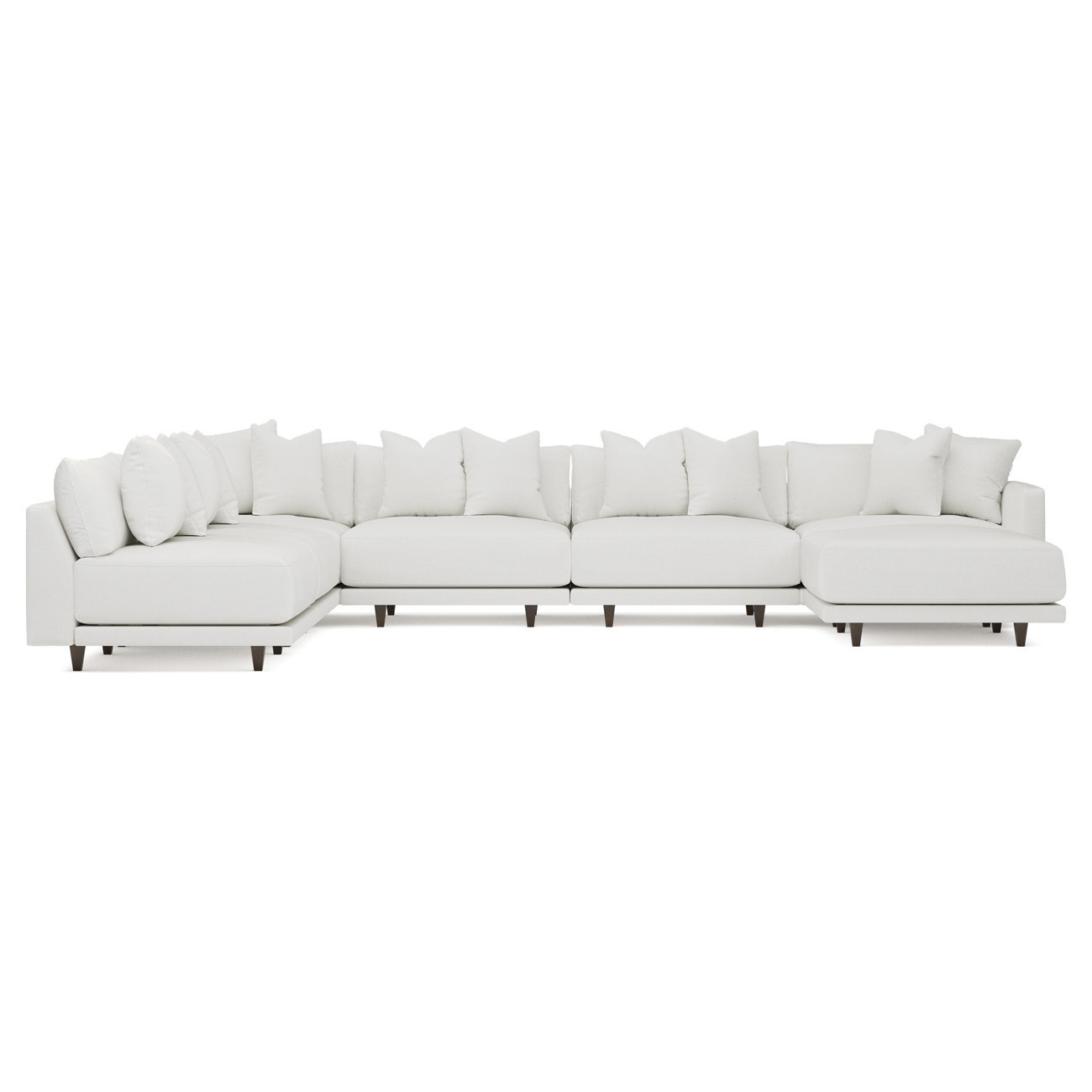 Toulouse Snow Performance Modular 7-Piece Corner Sectional With Ottoman - Right End - 171 | Kathy Kuo Home