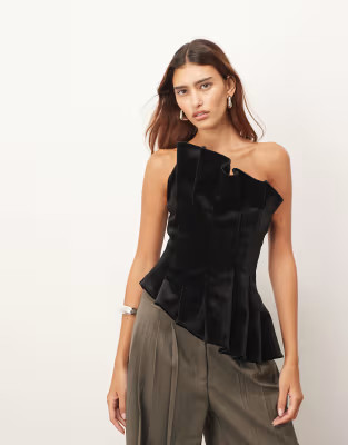 ARRANGE velvet sculpted bandeau top in black | ASOS (Global)