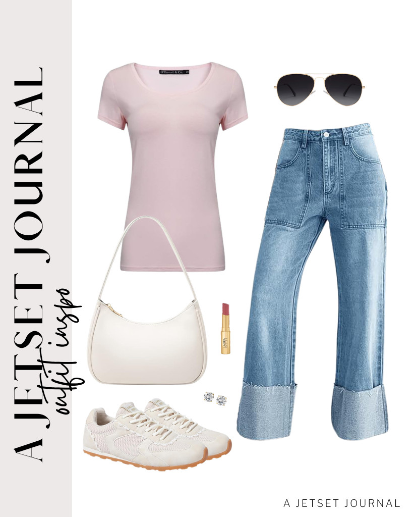 For a chic look, this short-sleeve t-shirt and cuffed jeans are the perfect pair. You can wear sunnies and use this shoulder bag to complement the look, then step into these LUCKY STEP mesh fashion sneakers to complete the look.


#LTKSeasonal #LTKSaleAlert #LTKTravel 

 