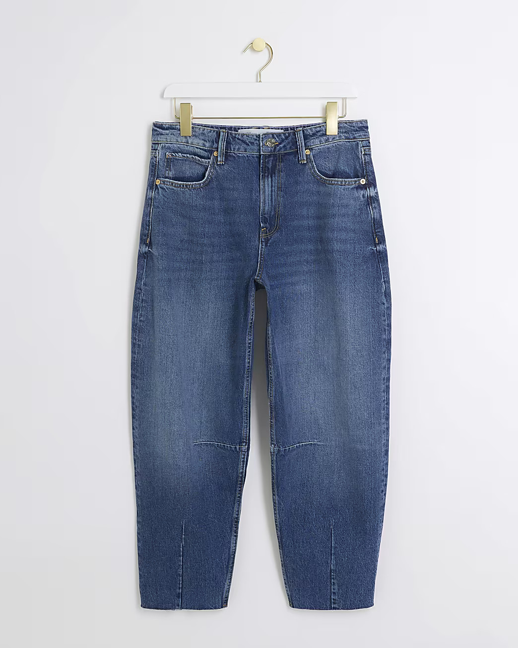 Blue high waisted tapered jeans | River Island (UK & IE)