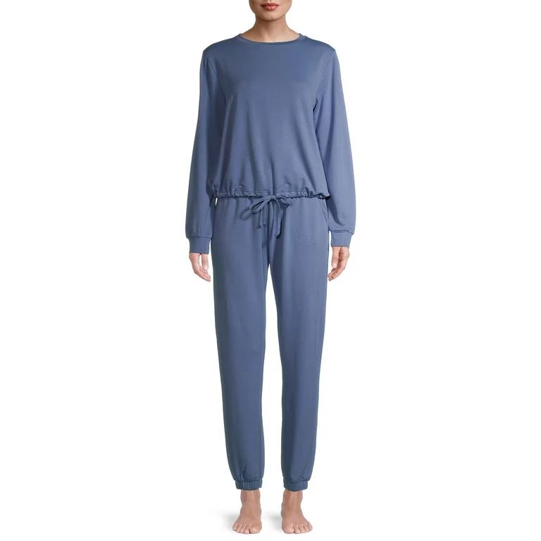 Lissome Women's and Women's Plus L/S French Terry 2-Piece PJ Set | Walmart (US)