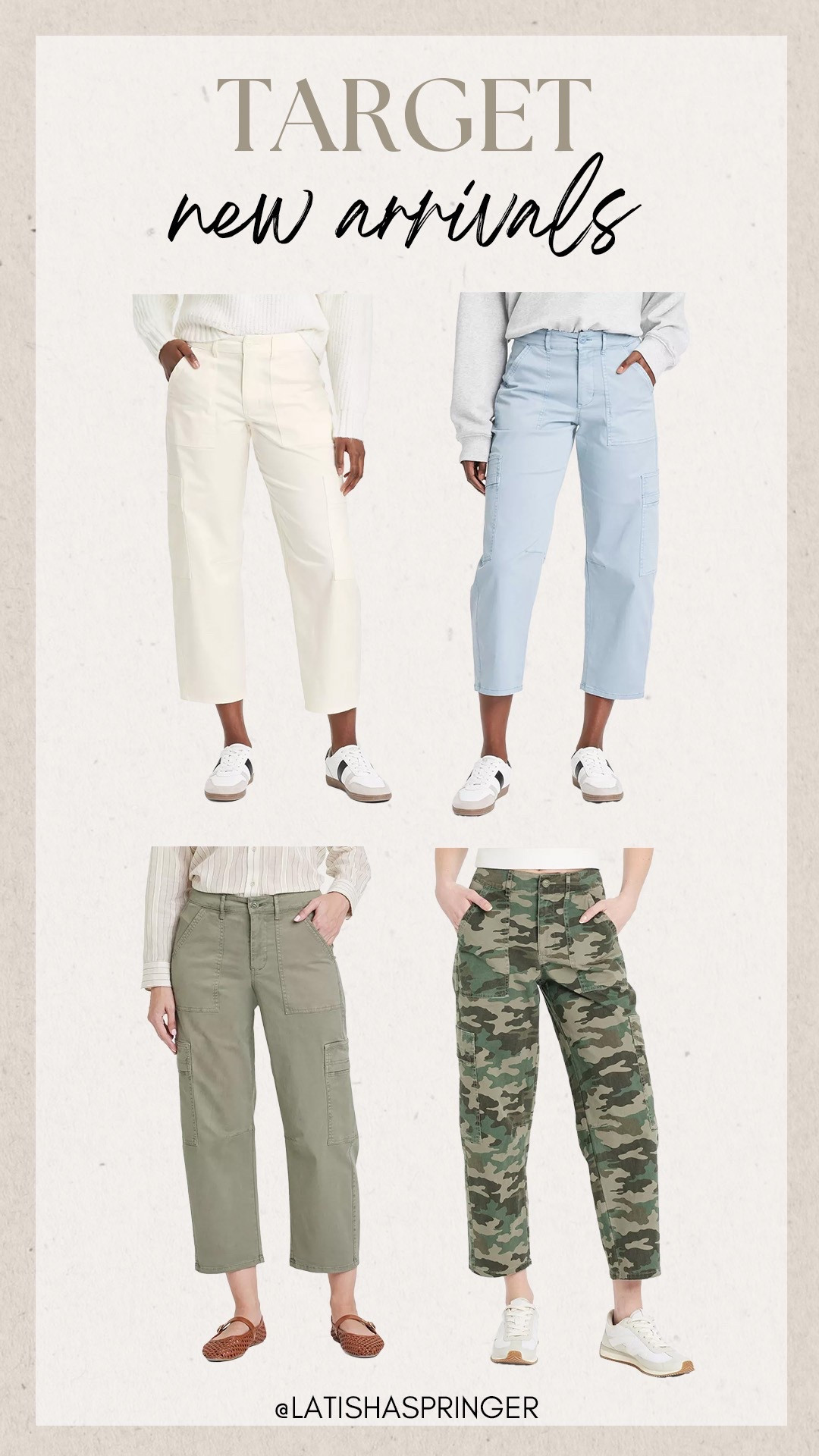New arrival spring pants at Target! 

#targetfashion

Target fashion. Target new arrivals. Target spring fashion. Target spring cargo pants  

#LTKFindsUnder50 #LTKStyleTip #LTKSeasonal