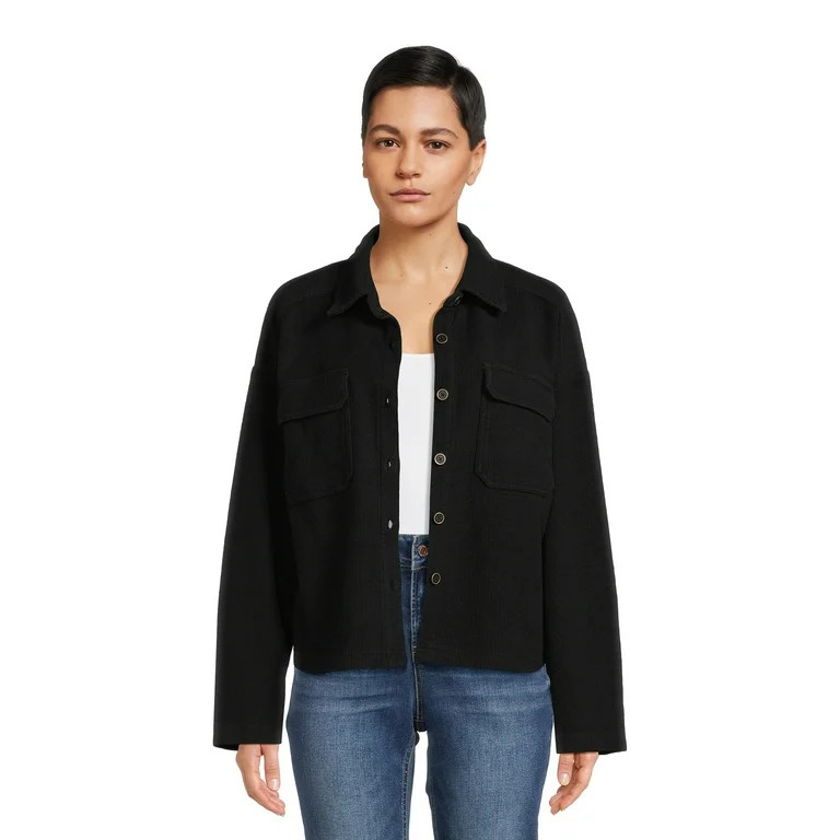 Time and Tru Women's Cropped Corduroy Shacket, XS-XXL | Walmart (US)