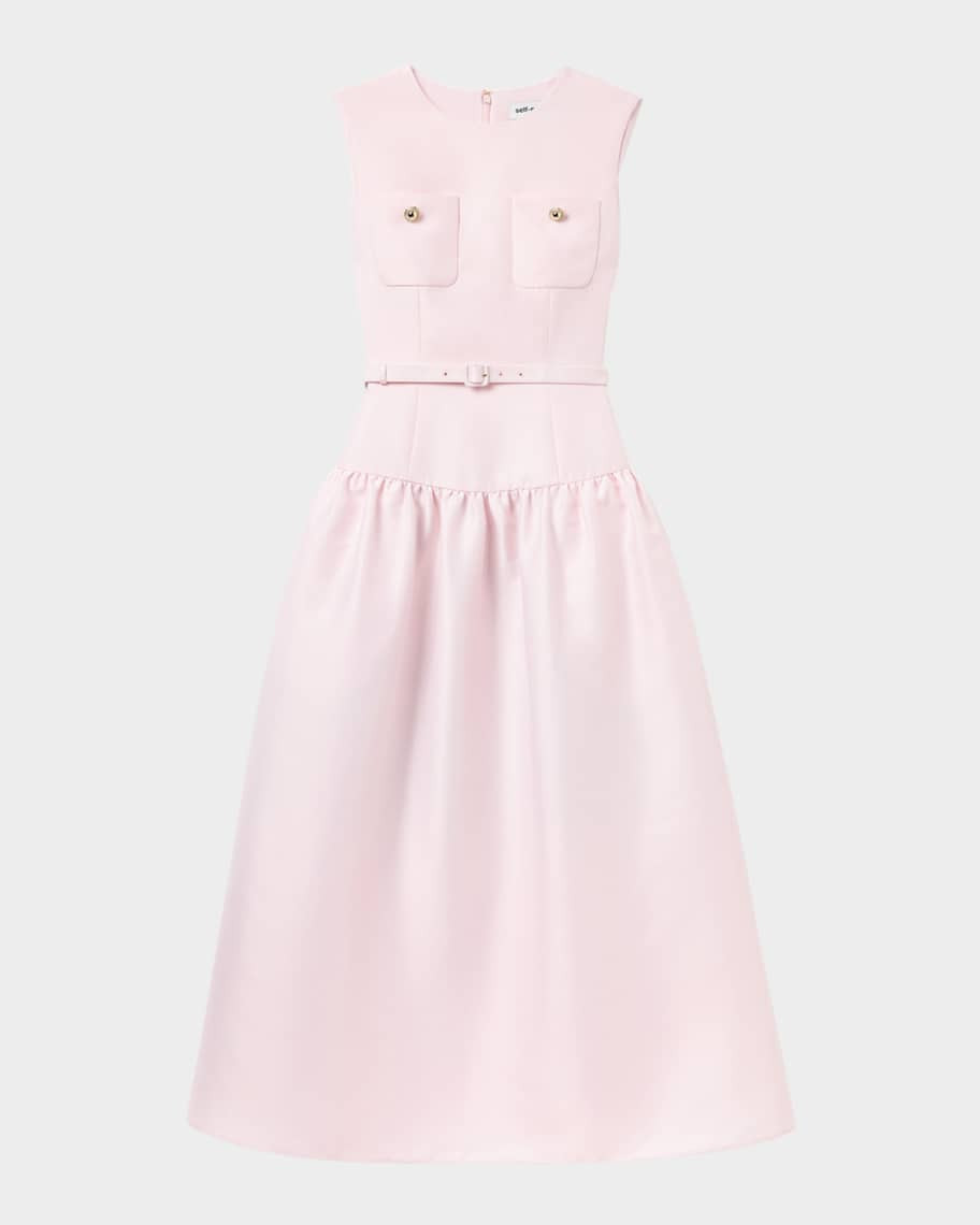 Self-Portrait Belted Taffeta Midi Dress | Neiman Marcus