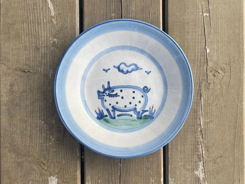 Vintage Mary Alice Hadley M.A. Hadley Pottery Country Scenes Pattern Pig 9 Inch Luncheon Plate Ma... | Etsy (Global)